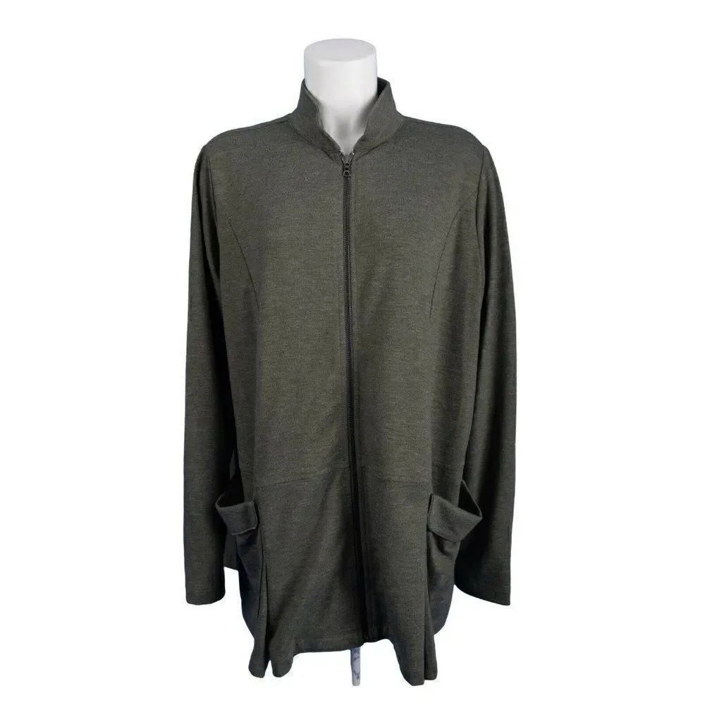 LOGO Lori Goldstein Womens French Terry Jacket L